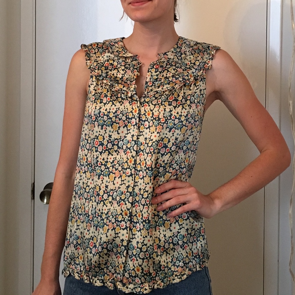 Marc Jacobs 100% Silk Sleeveless Floral Blouse